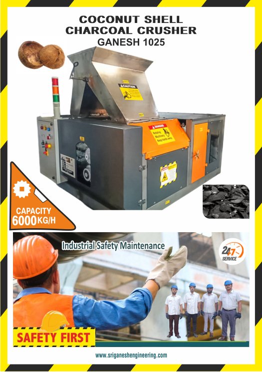 Coconut shell charcoal crusher Ganesh 1025